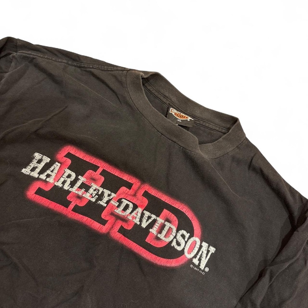 Harley-Davidson Vintage Long Sleeve T-Shirt Black Graphic Logo XL